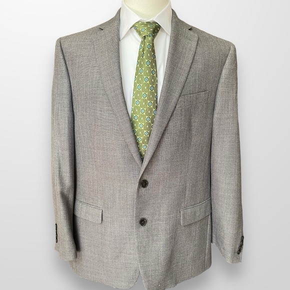 Ralph Lauren Mens Two-Button Blazer Linen Blend Gray Suit Jacket Men's Size 44L - Picture 1 of 13